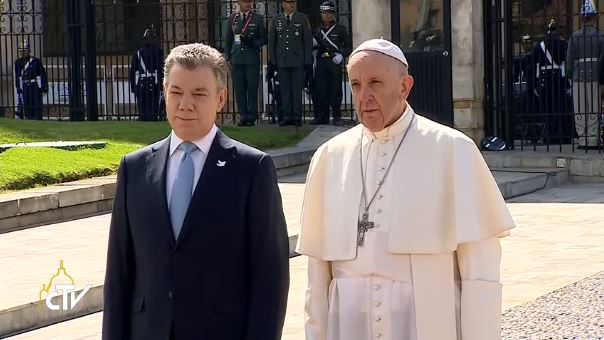 Bogotà (Colombia), 7 settembre 2017: Papa Francesco incontra il Presidente Juan Manuel Santos Calderón