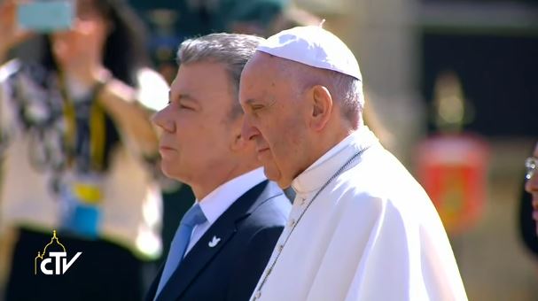 Bogotà (Colombia), 7 settembre 2017: Papa Francesco incontra il Presidente Juan Manuel Santos Calderón