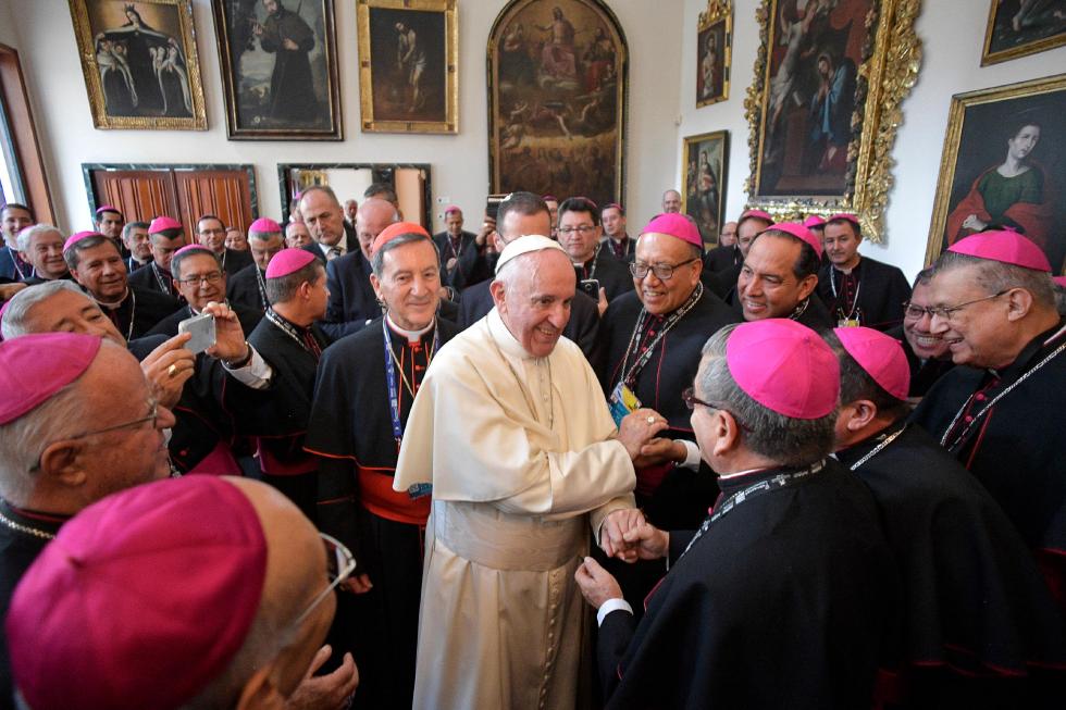 Bogotà (Colombia), 7 settembre 2017: Papa Francesco incontra vescovi e cardinali del Celam
