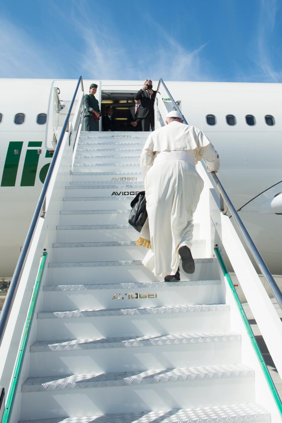 Fiumicino, 6 settembre 2017: Papa Francesco in partenza per Bogotá